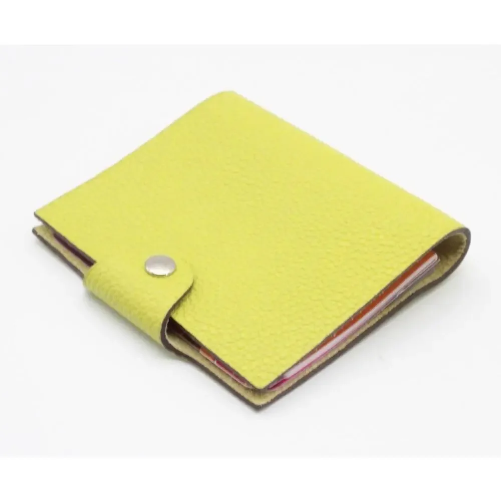 HERMES Ulysse Mini Notebook Cover Bright Yellow Leather Used